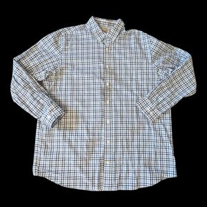 Duluth Trading Co. Wrinkle Fighter Relaxed Fit Blue Plaid Shirt Men's XLT